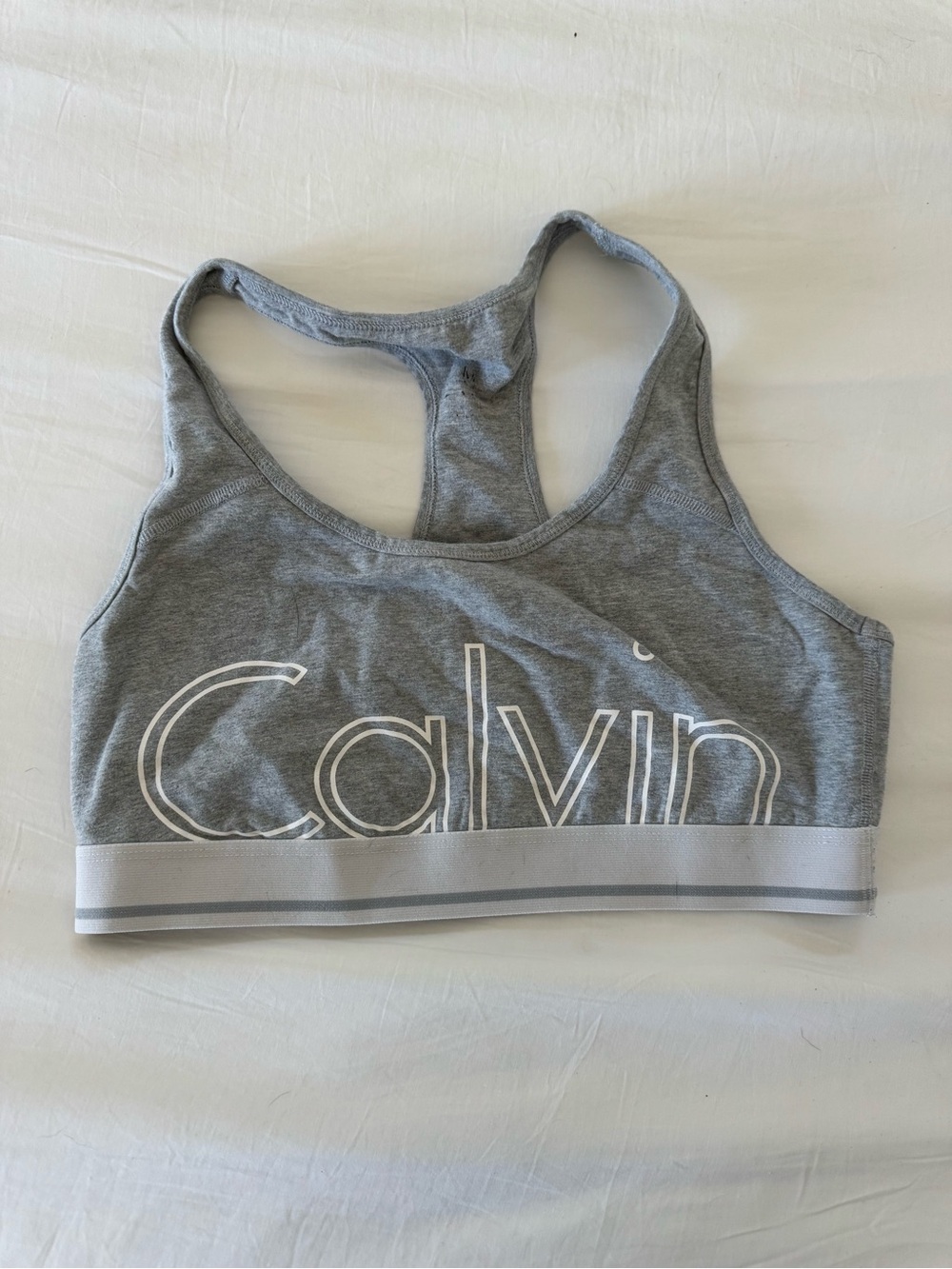 Calvin Klein Light Gray Logo Racerback Bralette